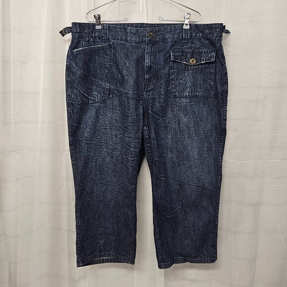 Ralph Lauren Blue Denim Cropped Distressed Jeans Size 18W - Picture 1 of 11
